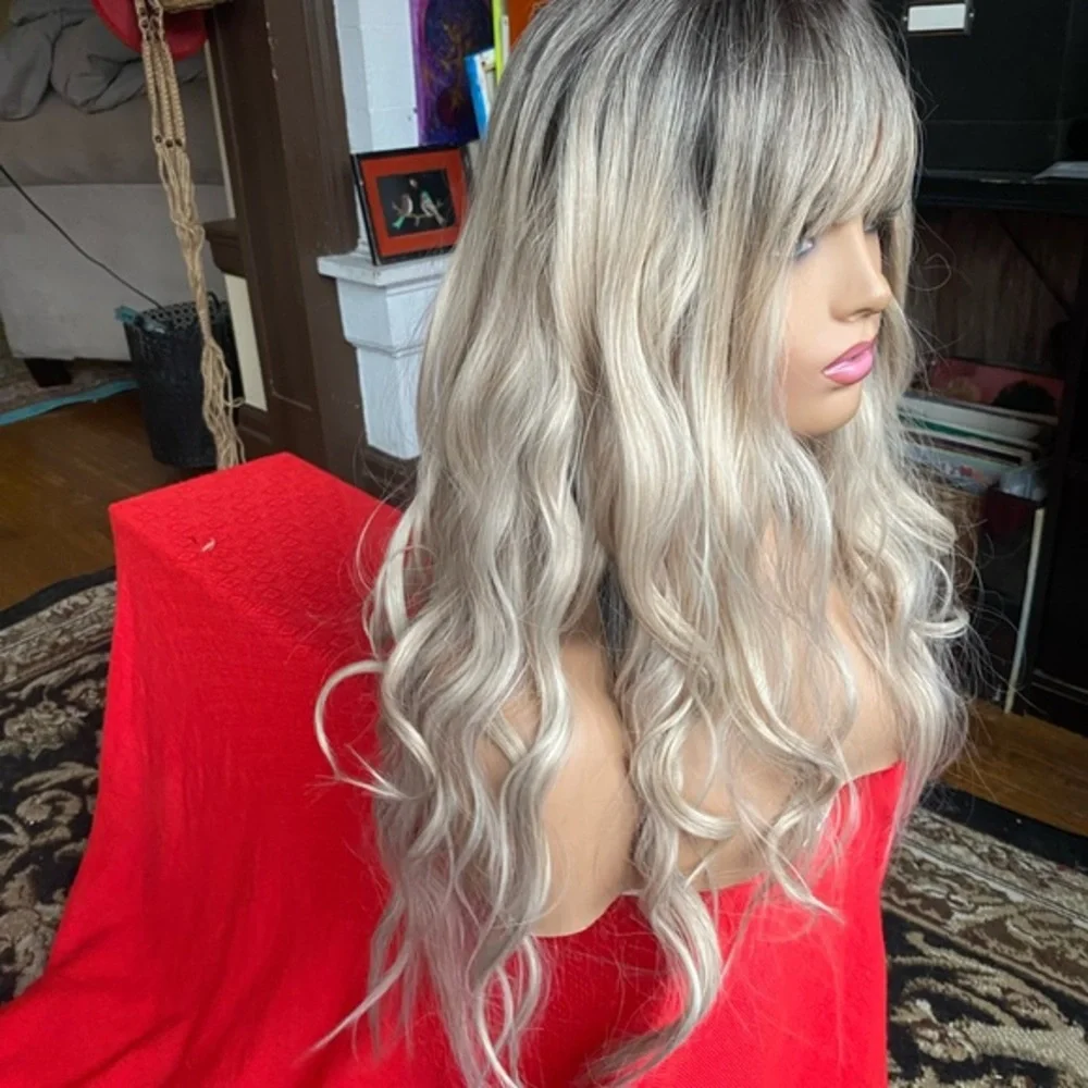LAST ONE Ombre rooted blonde wig with bangs